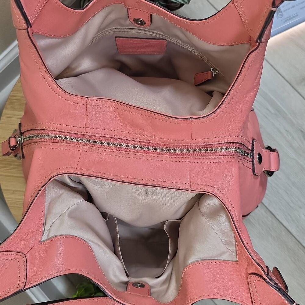 Coach Madison Maggie Woven Leather Shoulder Bag Salmon Pink F23385 Leather - Picture 14 of 16